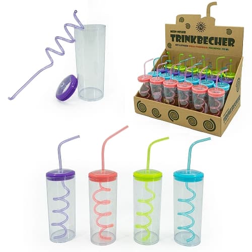 Hushee 24er-Set Sport-Trinkbecher Aus Kunststoff – Mit Deckel & Strohhalm – 420 Ml – 4 Rollen Sportbänder (Fußball, Basketball, Baseball) – Wiederverwendbar – Perfekt Für Sportpartys & Events
