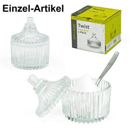 Zuckerschale TWIST, Glas, Rillen-